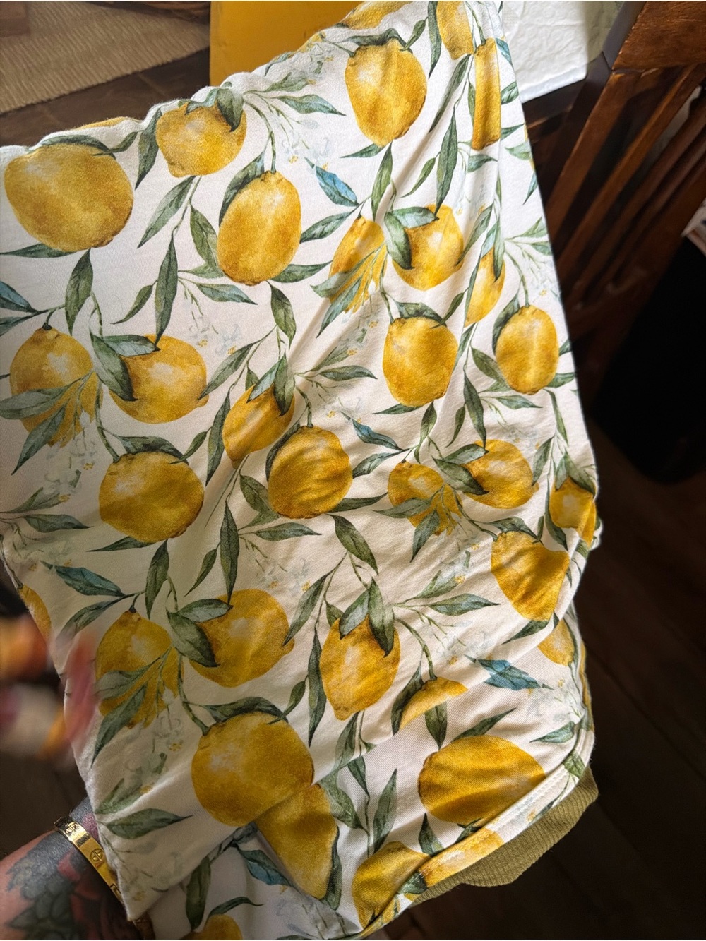Lemon Print Summer bamboo blanket- Yellow & Green